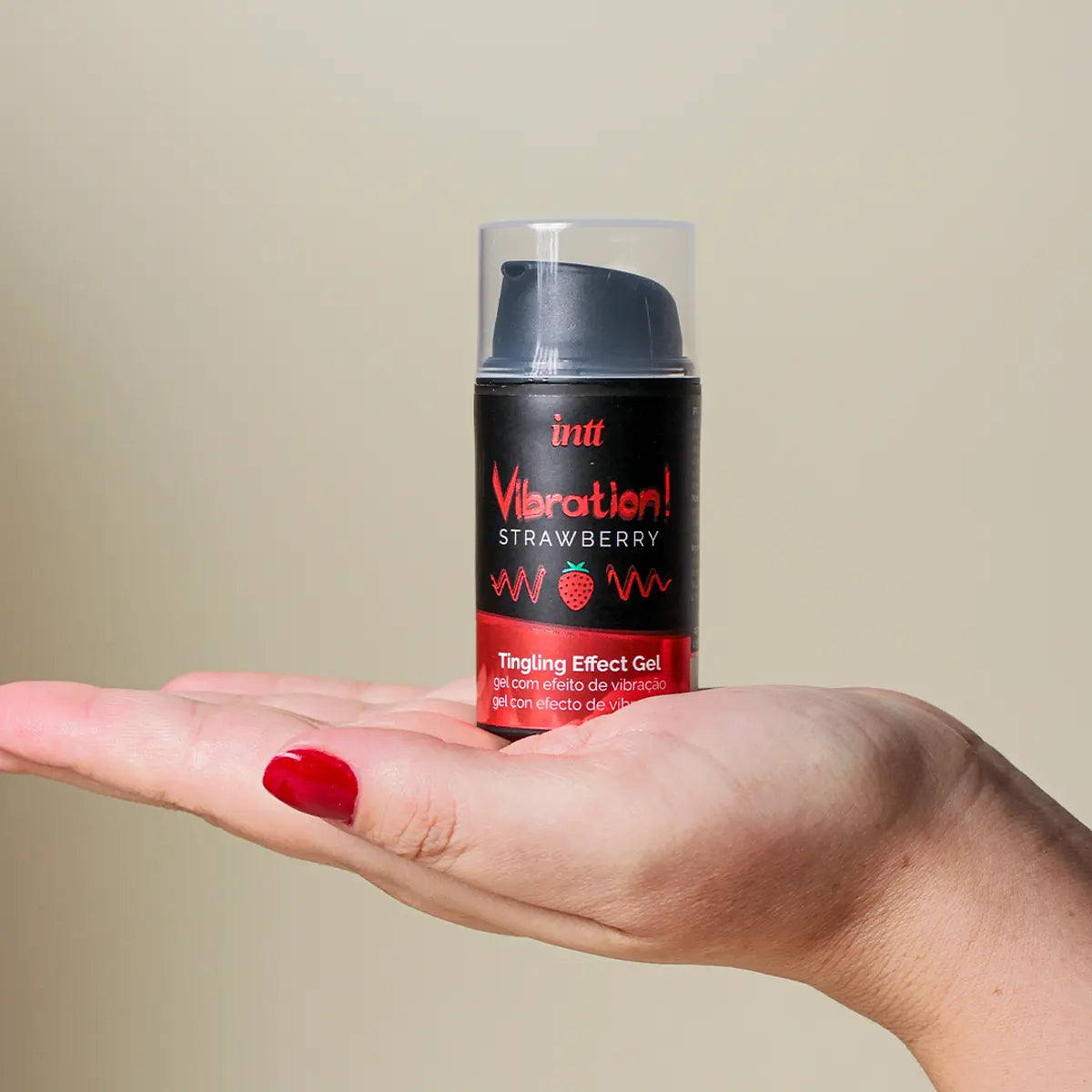 JUGUETE PARA ADULTO - LUBRICANTE CON SENSACIÓN VIBRANTE CON SABOR A FRESA INTT