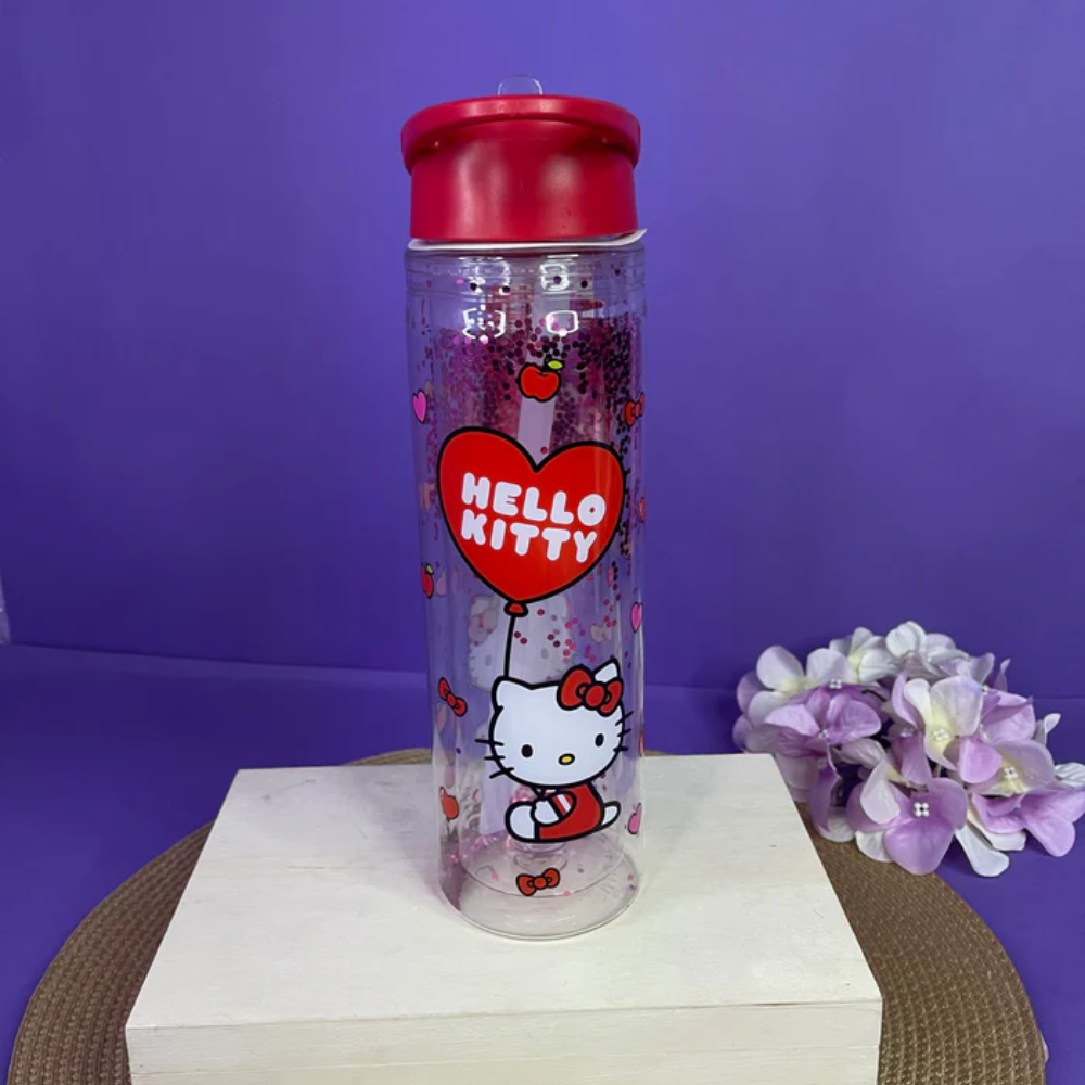 PACHÓN - BOTELLA DE AGUA CON PURPURINA DE HELLO KITTY