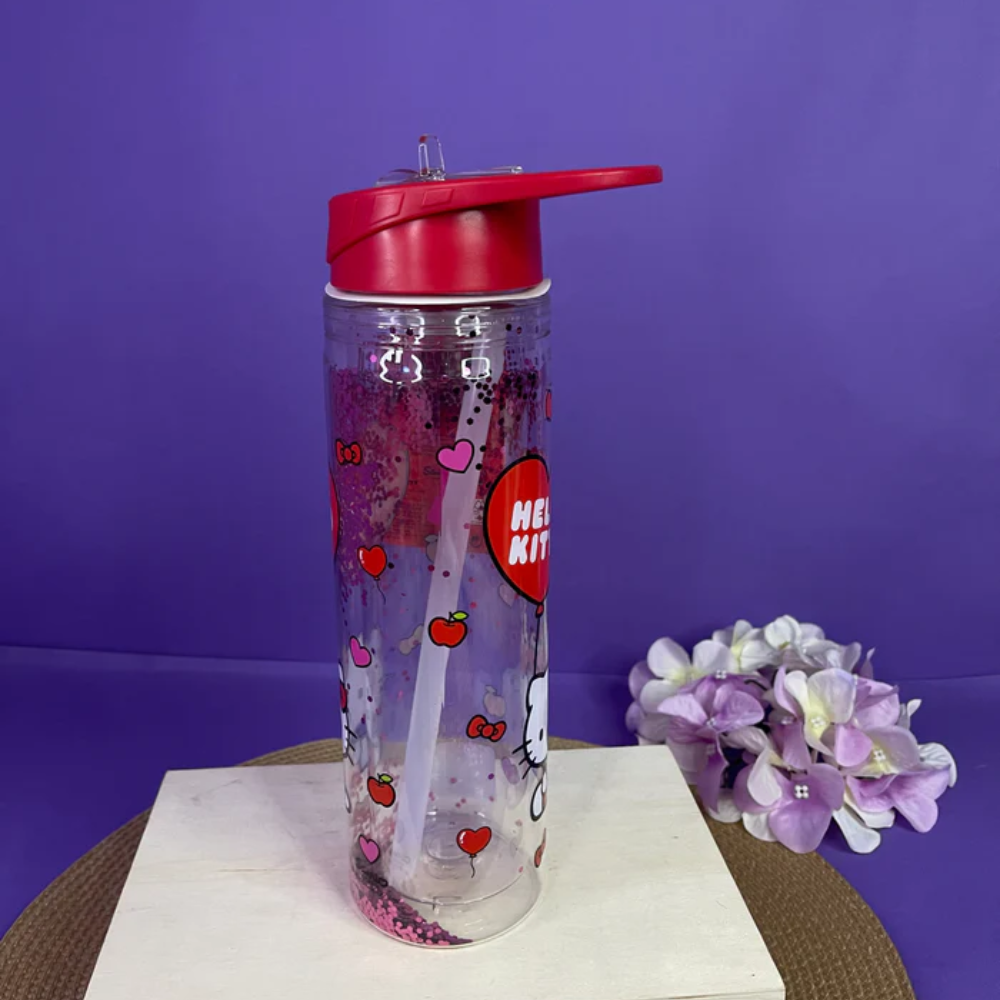 PACHÓN - BOTELLA DE AGUA CON PURPURINA DE HELLO KITTY