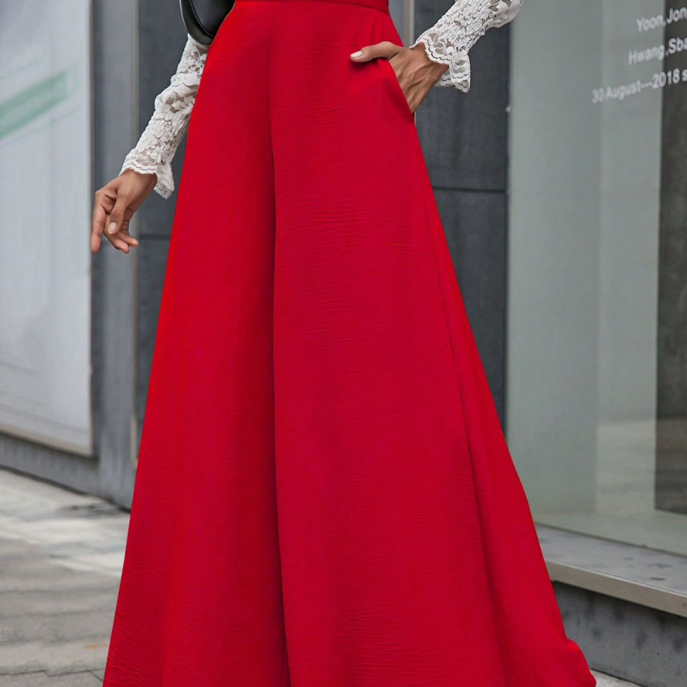 SHEIN - PANTALÓN CASUAL ROJO