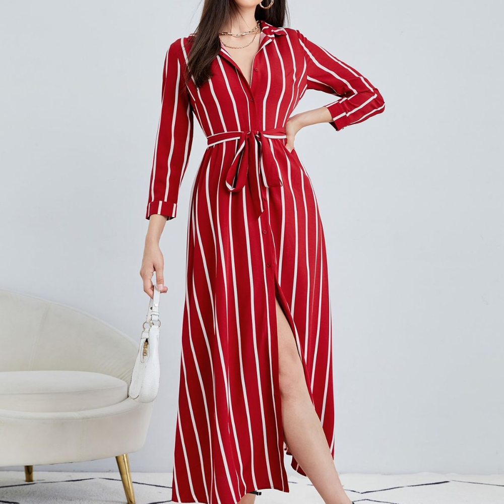 SHEIN - VESTIDO CAMISERO RAYADO