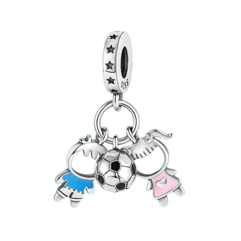 Charms - Charm de triple, niña, niño y pelota