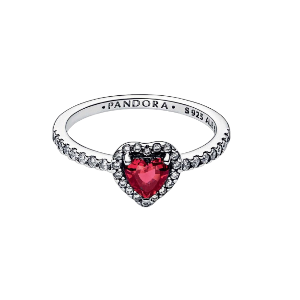 Anillo - Corazón Nivelado Rojo Brillante