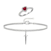 PULSERA Y ANILLO - PANDORA PLATEADO CON CORAZÓN