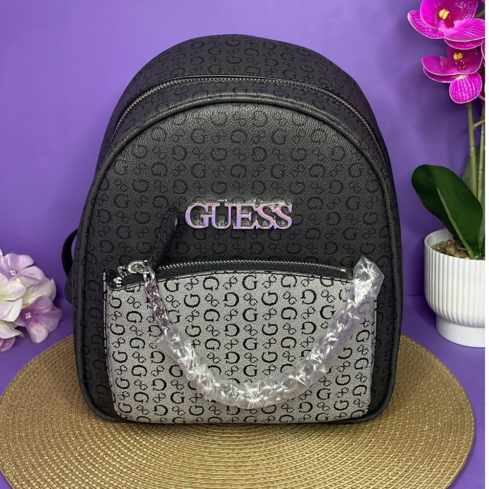 MOCHILA - GUESS NEGRA CON GRIS
