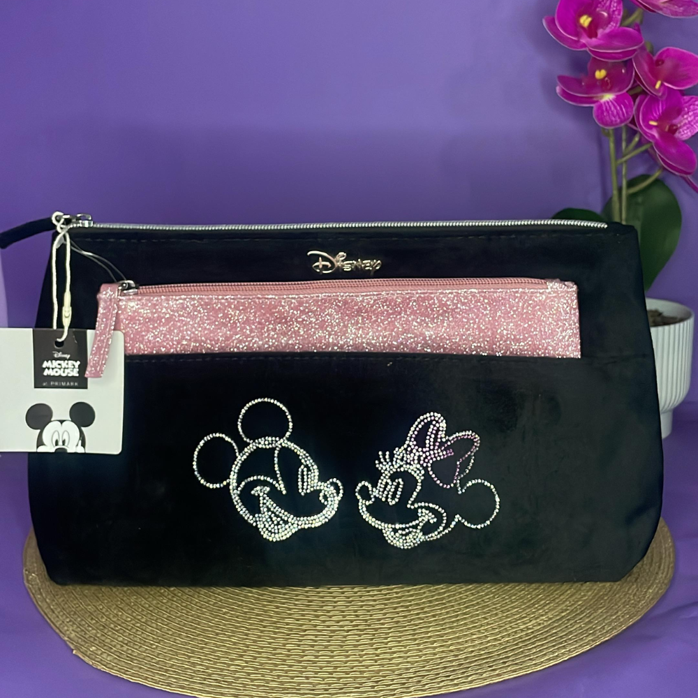 COSMETIQUERAS - ROSA Y NEGRO DE MICKEY Y MINNIE MOUSE