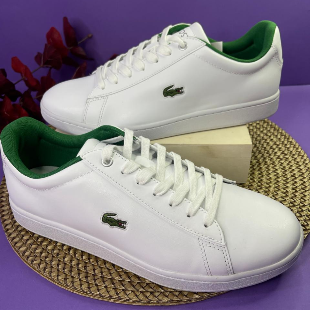TENIS - LACOSTE BLANCO CON VERDE PARA CABALLERO