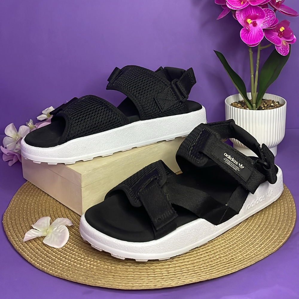 SANDALIAS - ADIDAS NEGRO CON BLANCO PARA DAMA
