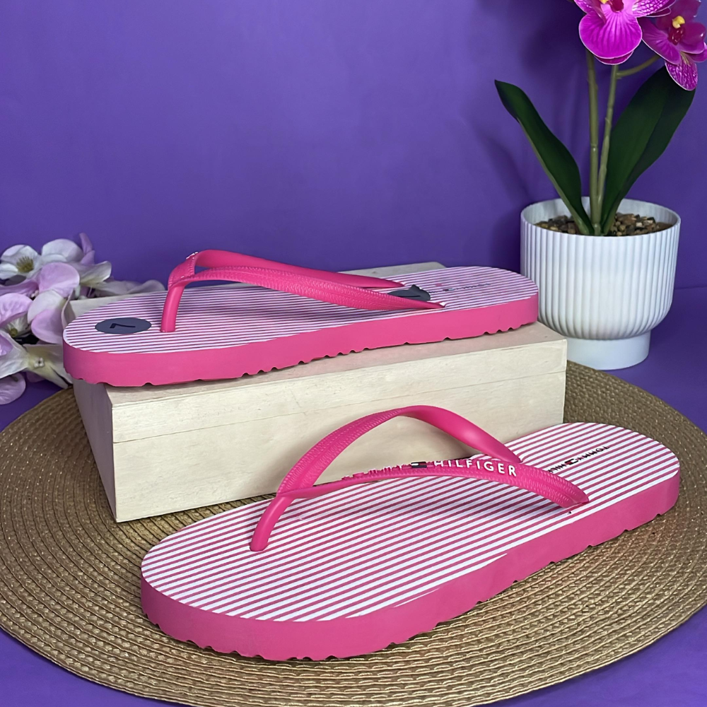 SANDALIAS -TOMMY HILFIGER ROSADO CON BLANCO PARA DAMA