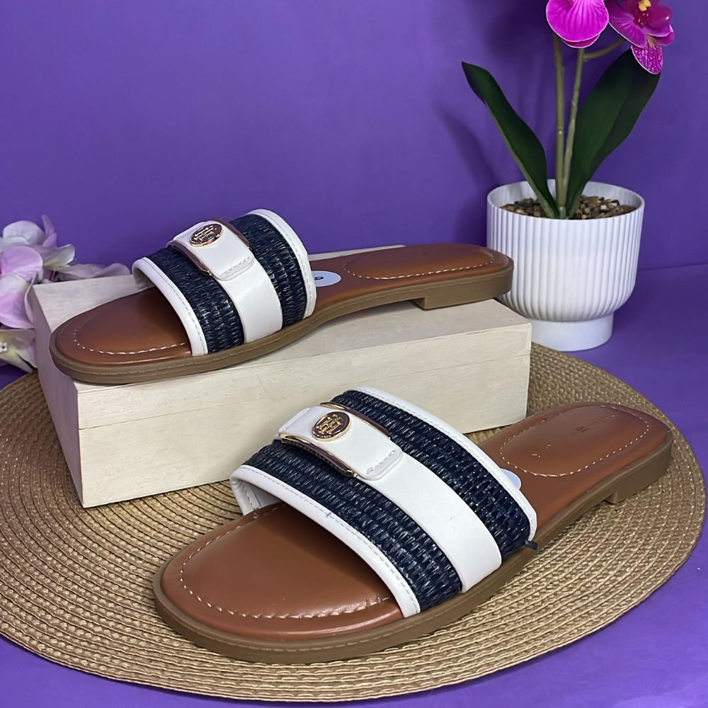 SANDALIAS - TOMMY HILFIGER AZUL MARINO CON BLANCO PARA DAMA