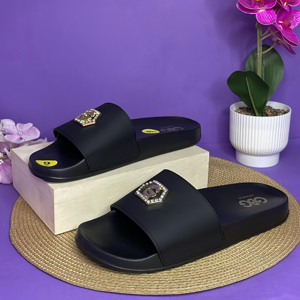 SANDALIAS - GBG NEGRAS CON DORADO PARA DAMA