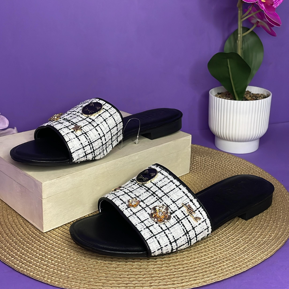 SANDALIAS - KARL LAGERFELD NEGRO CON BLANCO PARA DAMA