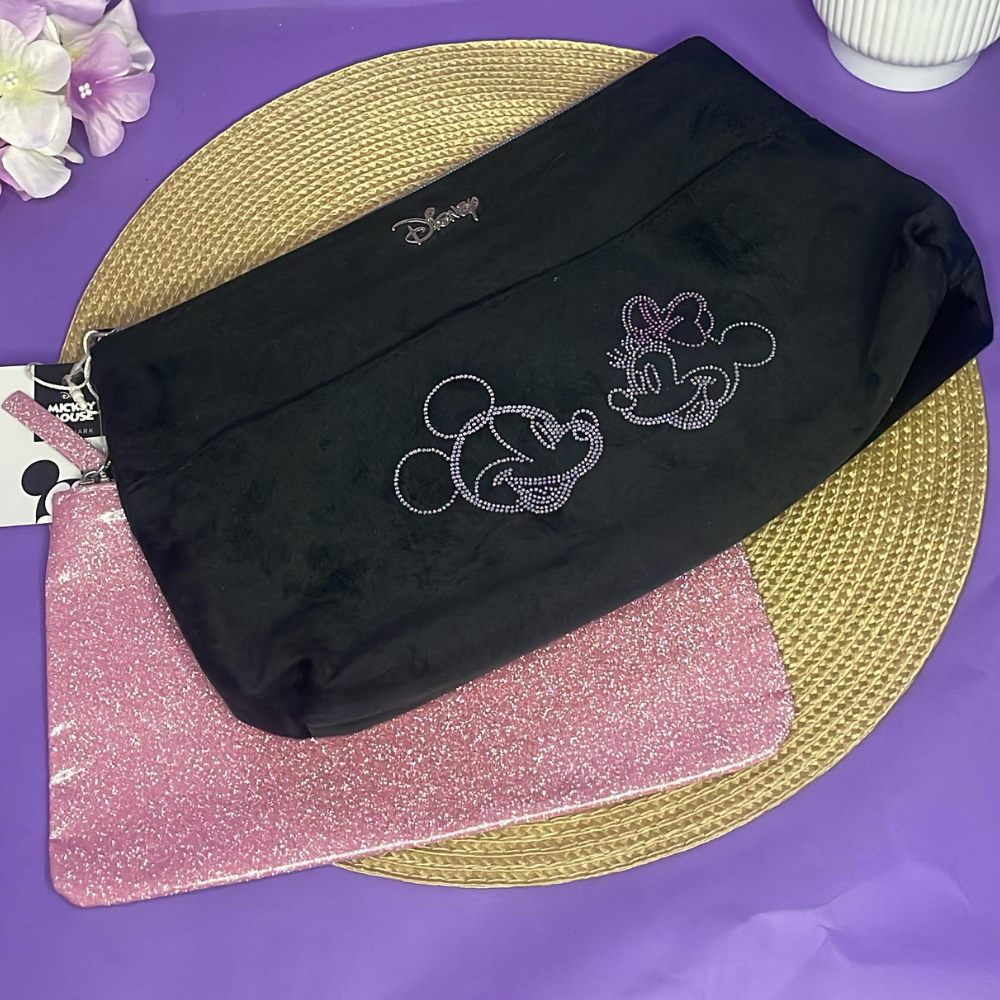 COSMETIQUERAS - ROSA Y NEGRO DE MICKEY Y MINNIE MOUSE