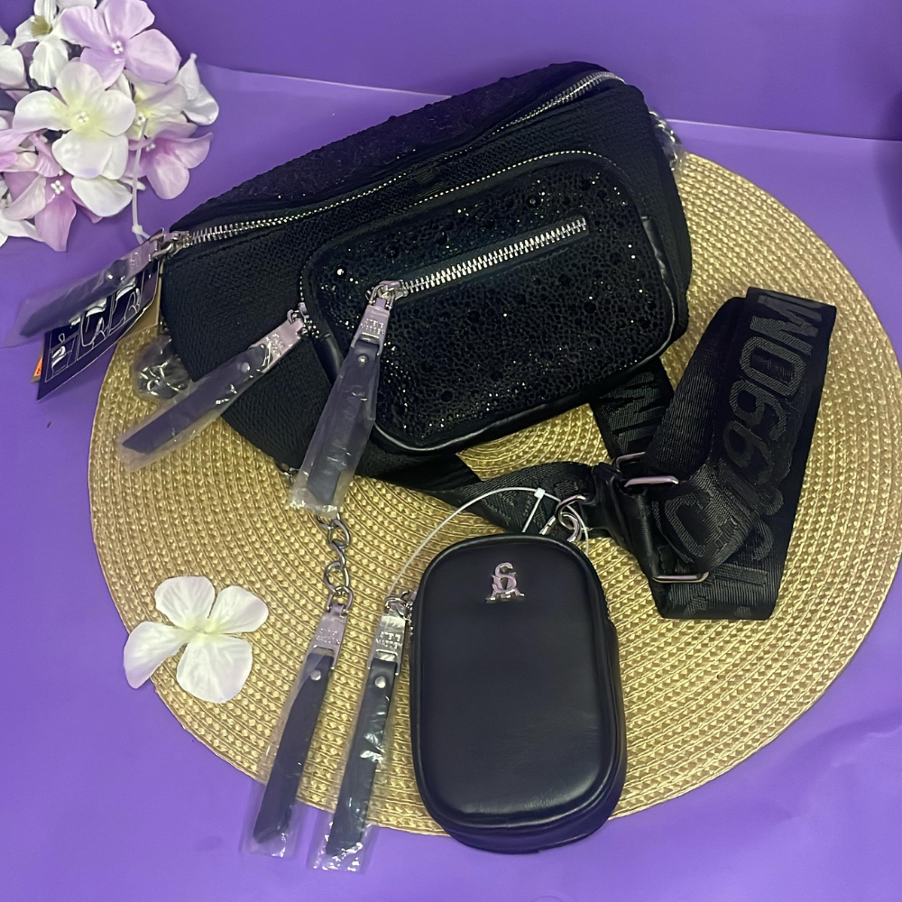RIÑONERA - STEVE MADDEN NEGRA CON BRILLOS